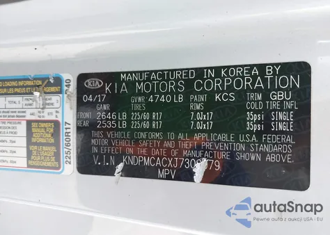 2018 Kia Sportage Lx z USA, uszkodzony, nr VIN KNDPMCACXJ7309979